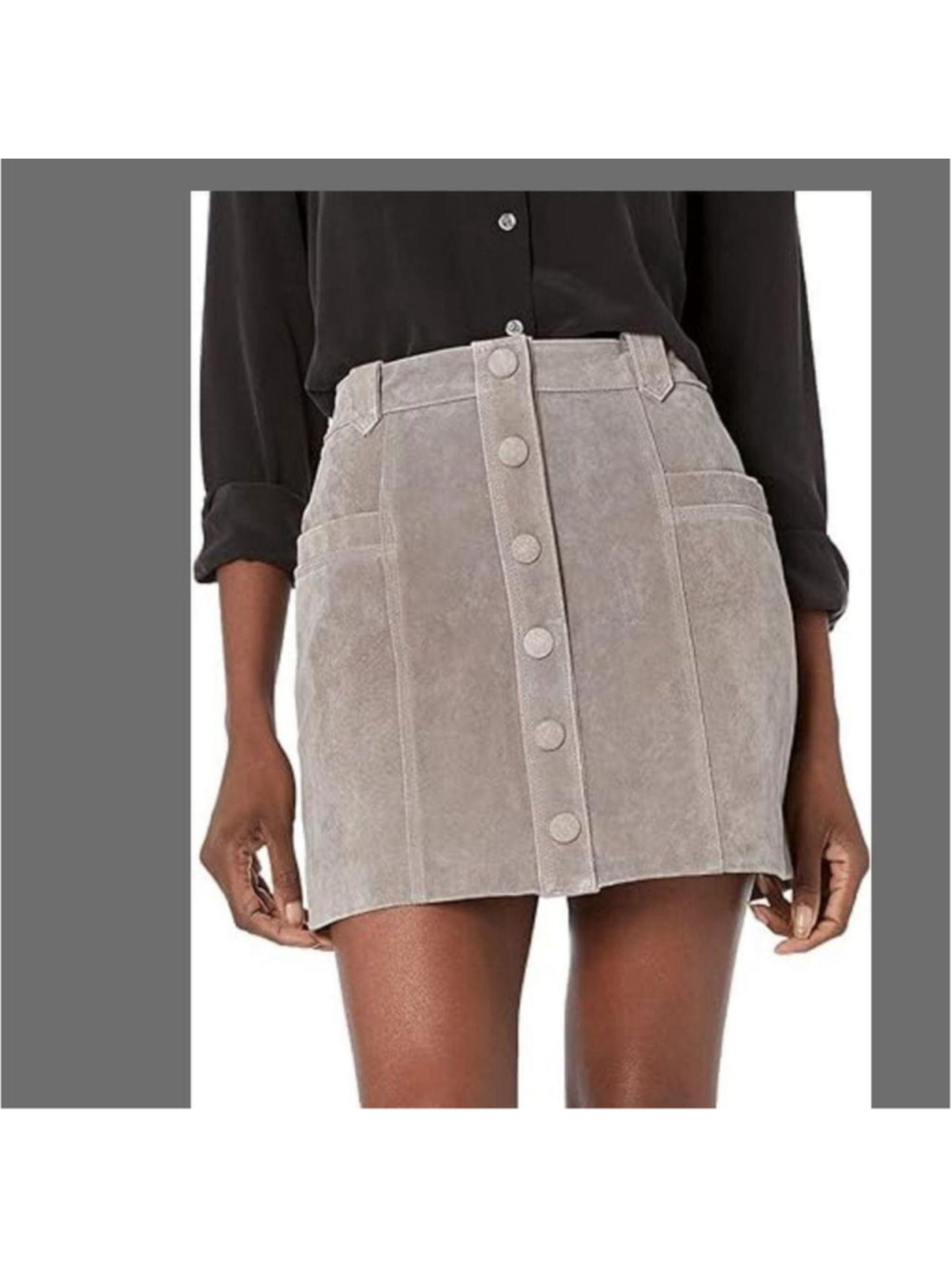 Blank NYC suede Snap front belt loops NWT mini skirt light gray 29
